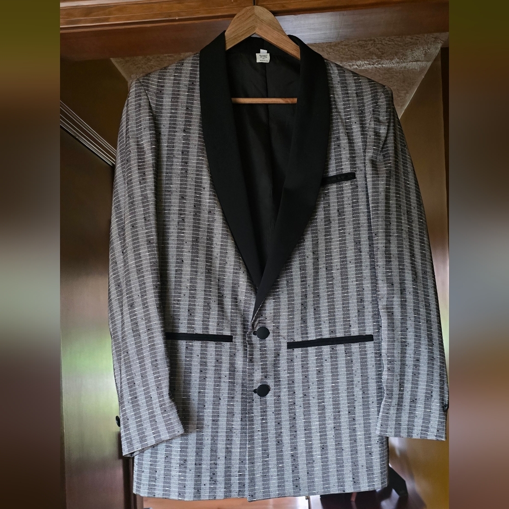 Vintage Y2k New Wave Tuxedo Blazer 80s 90s Gray Black Punk
